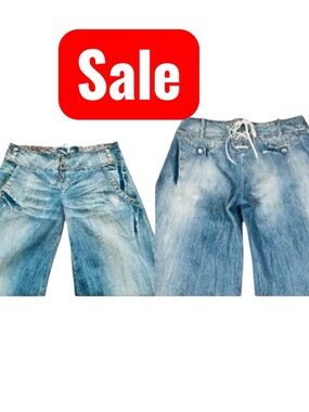 Roberto Cavalli Just Cavalli  Ittierre distressed Jeans With Lace-up Back Sz 29